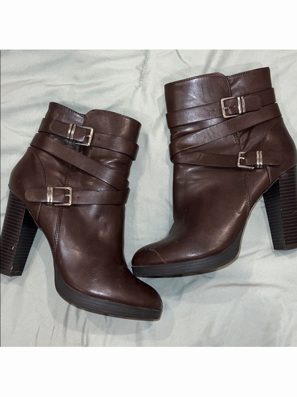 Women’s Brown Leather Strap Ankle Boots